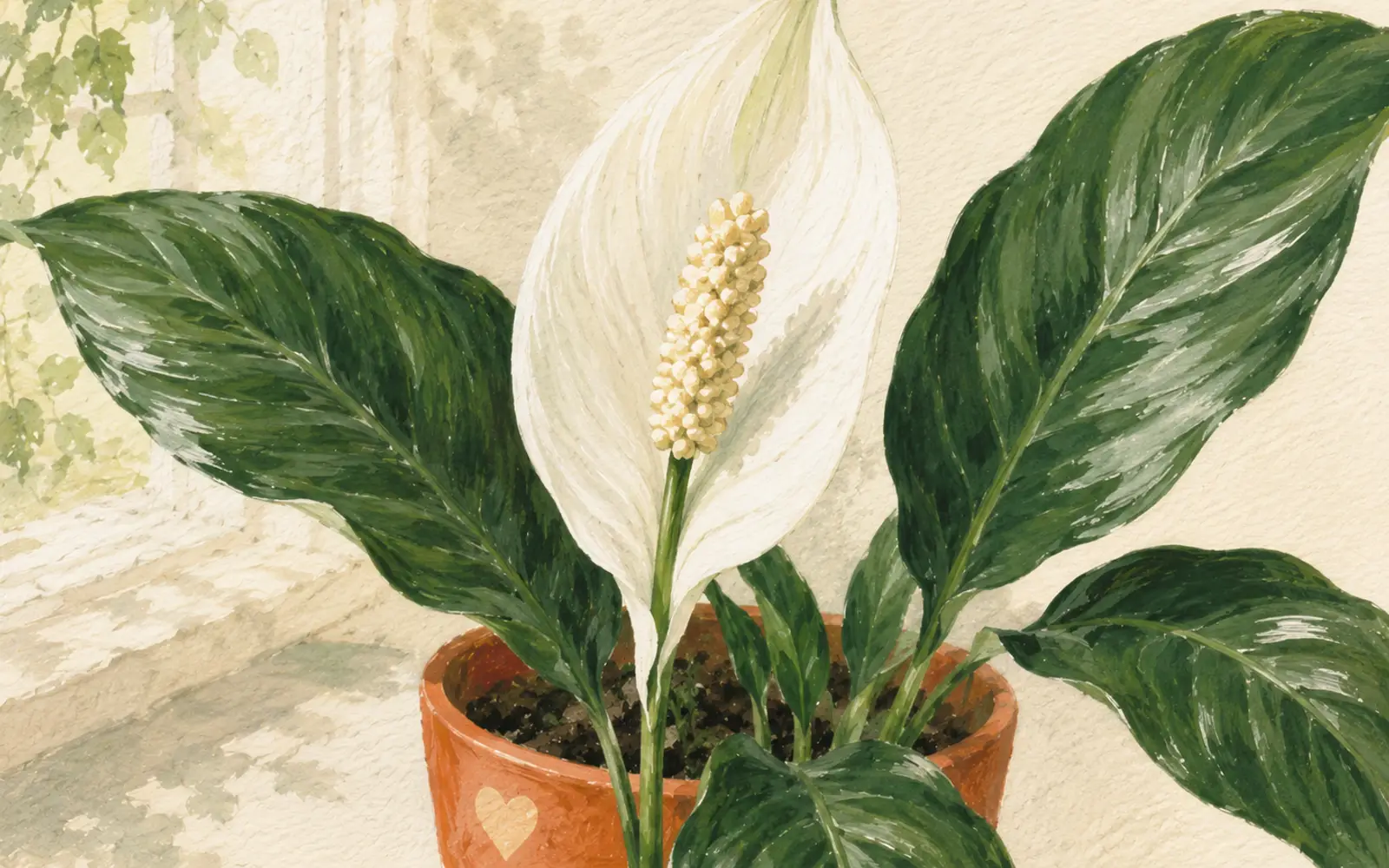 Illustration for How to make a peace lily bloom.