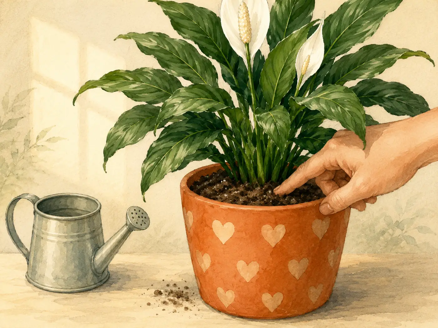 Illustration for How often to water a peace lily (it's not on a schedule).