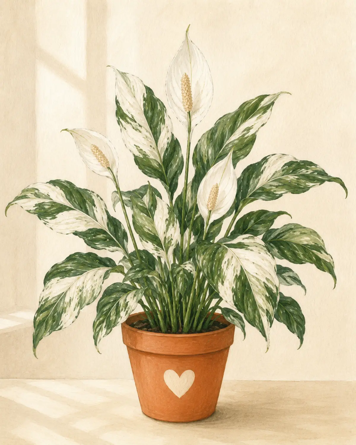 Spathiphyllum 'Picasso' cultivar illustration
